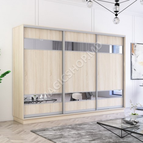 Шкаф Fox2 260x60x220H см с раздвижными дверями Pale/Mirror
